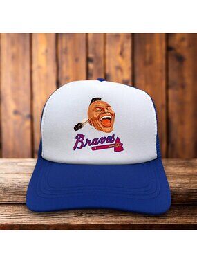 Atlanta Braves Mens Trucker Hat Blue Snapback Retro Inspired 60s Logo Baseball